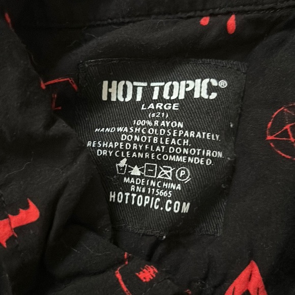 Black Button-down with Red Coffins and Skulls - Picture 2 of 2